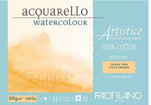 Fabriano Artistico Watercolour Pad - Cold Pressed - A3 - 200GSM-12 Sheets