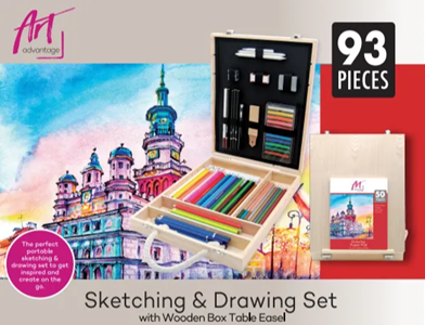 AA Sketch & Draw Wood Box Set - 93 Pieces